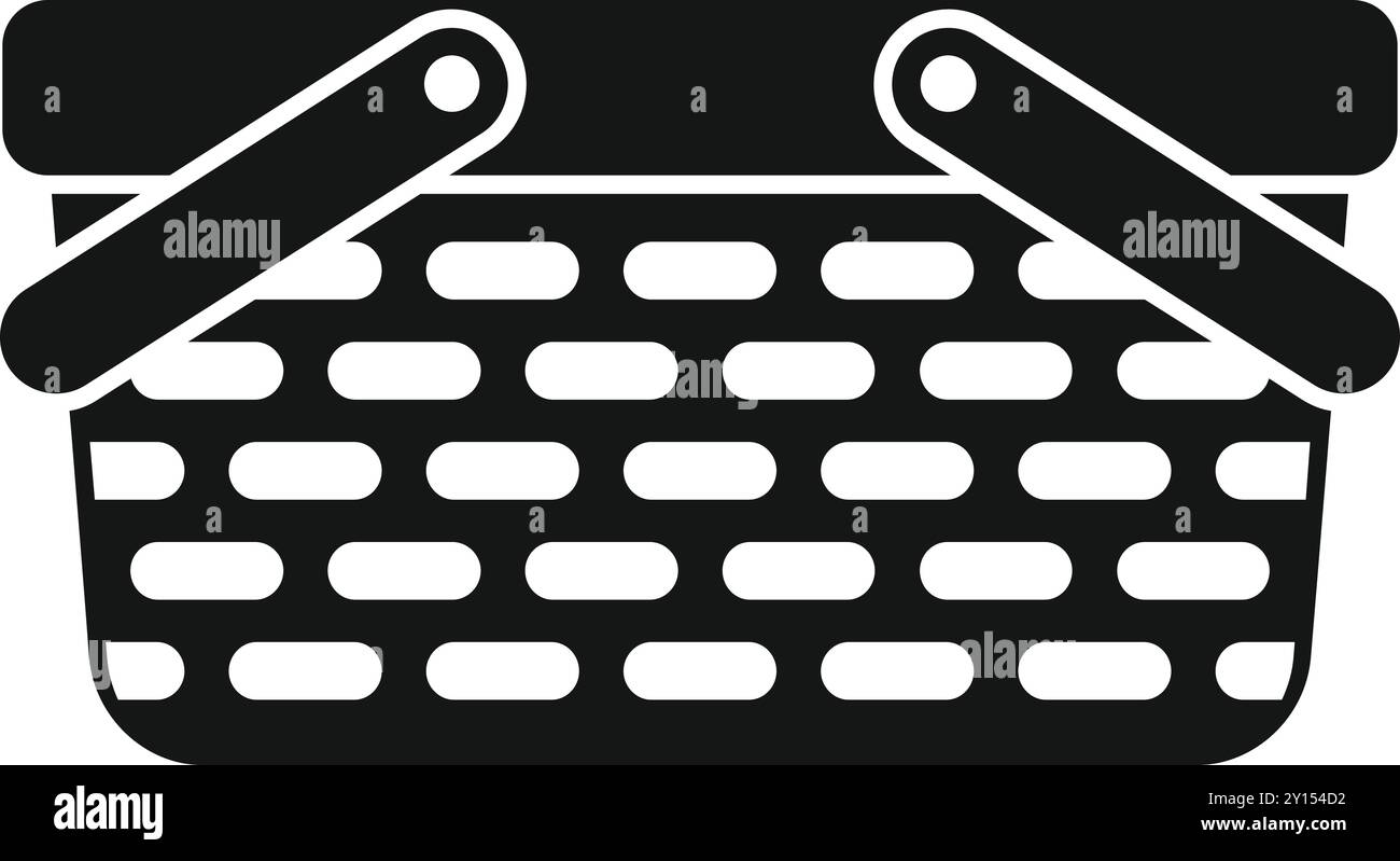 Cette illustration vectorielle d'un panier de pique-nique vide avec ses poignées ouvertes représente le concept de repas en plein air Illustration de Vecteur