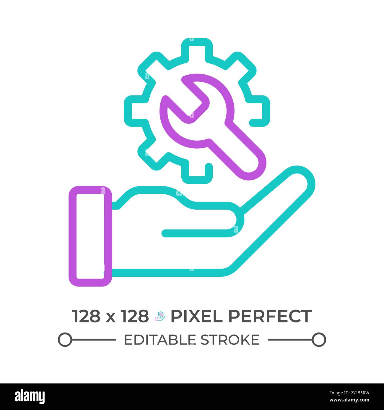 Icône de ligne en deux couleurs du support technique Illustration de Vecteur