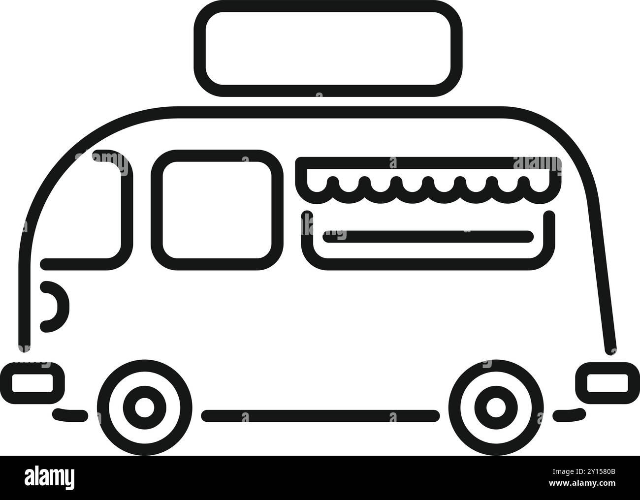 Food truck offrant de la nourriture de rue avec fenêtre ouverte et auvent pour le service à emporter Illustration de Vecteur Food truck offrant de la nourriture de rue avec fenêtre ouverte et auvent pour le service à emporter Illustration de Vecteur