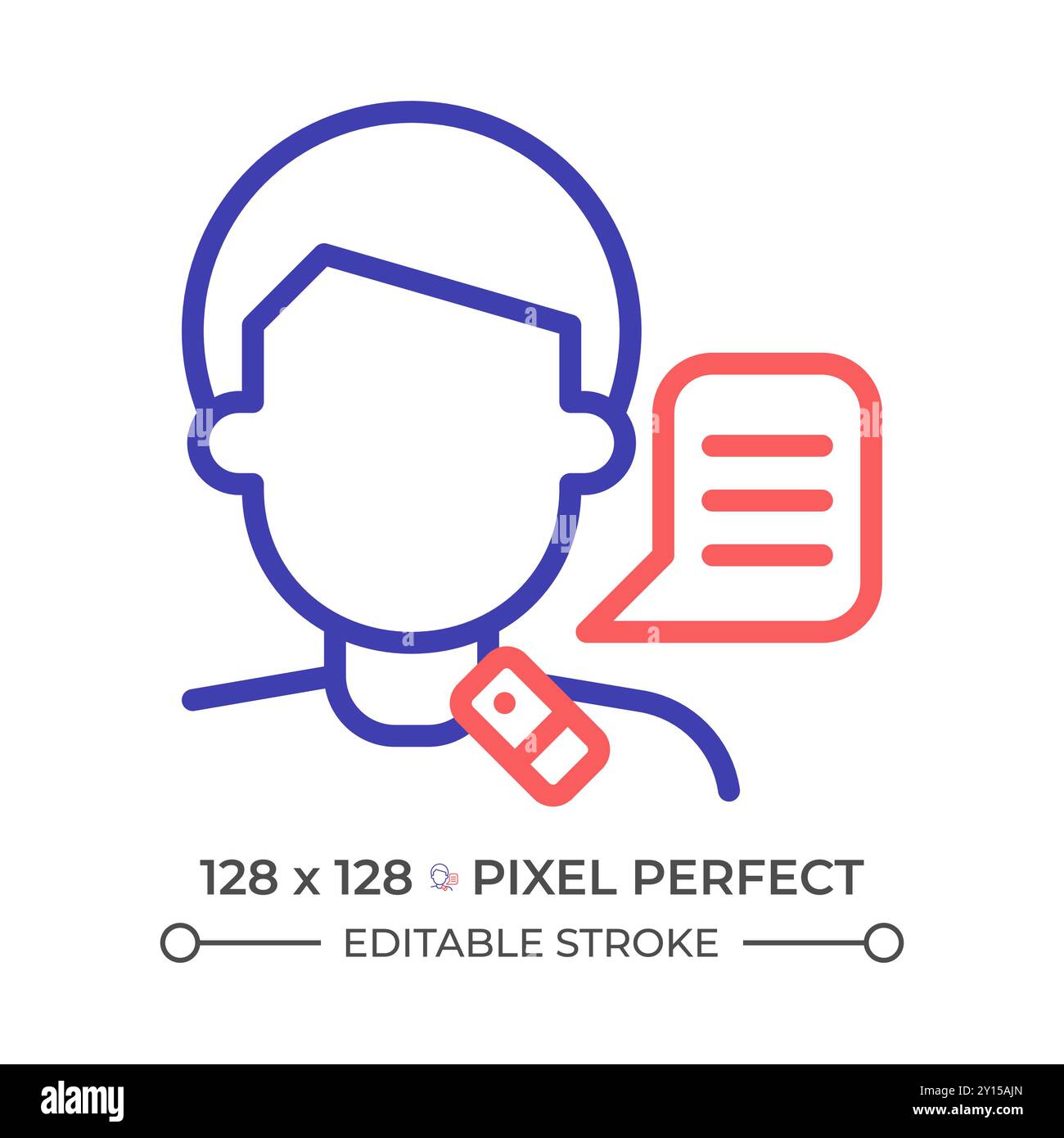 Icône de ligne de deux couleurs de parole larynx Illustration de Vecteur