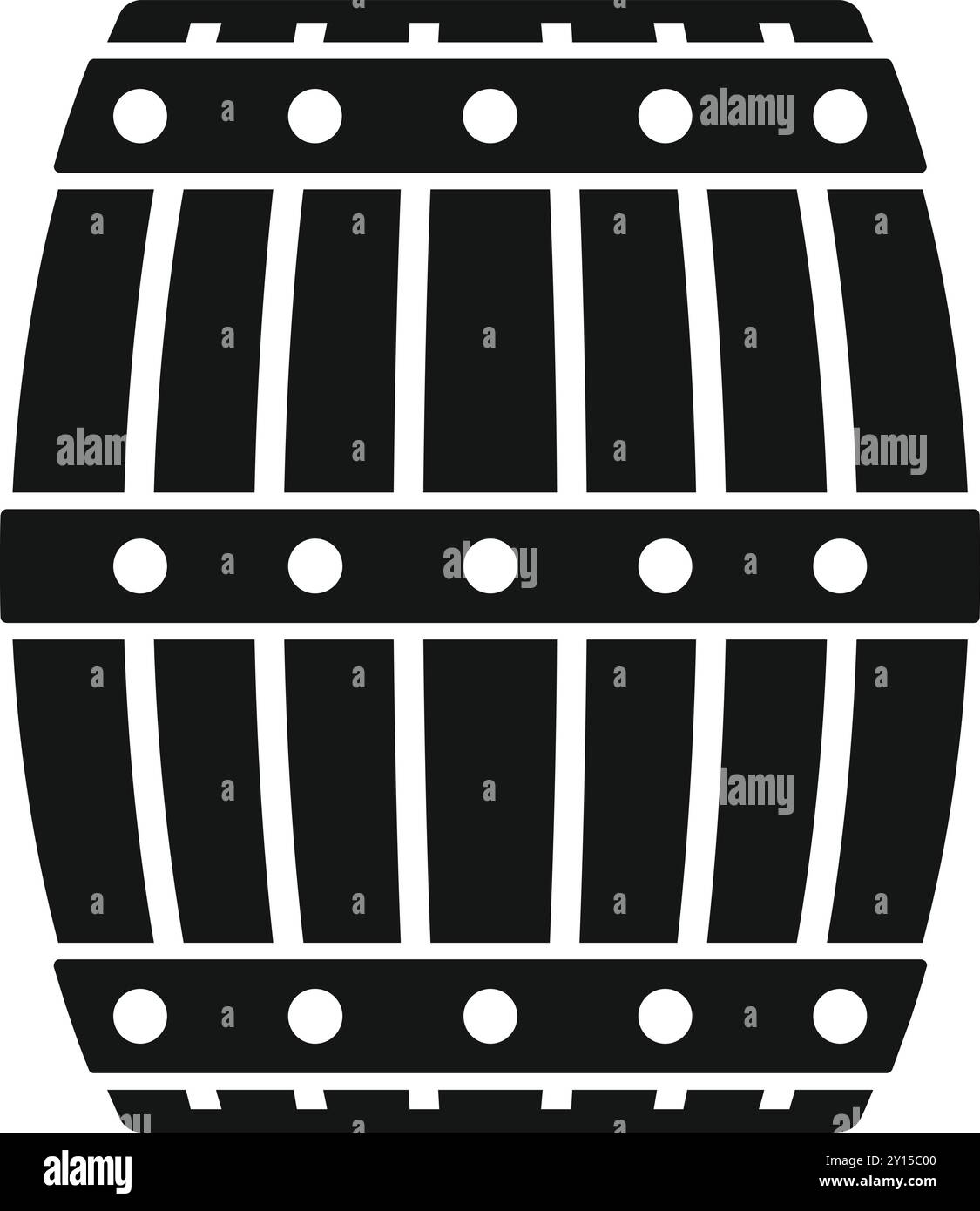 Icône vectorielle simple d'un baril couché sur son côté, généralement utilisé pour stocker et vieillir des boissons alcoolisées comme la bière, le vin ou le whisky Illustration de Vecteur