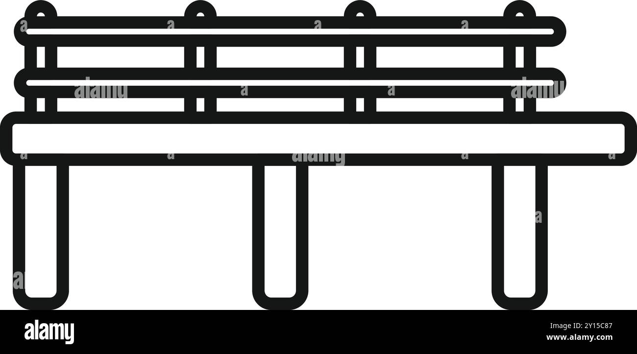 Icône simple noir et blanc d'un banc en bois avec dossier debout sur quatre pieds Illustration de Vecteur
