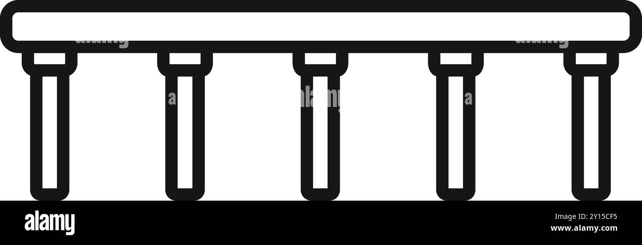 Icône simple d'un pont ferroviaire avec poutres et supports, symbolisant la connexion et l'infrastructure de transport Illustration de Vecteur