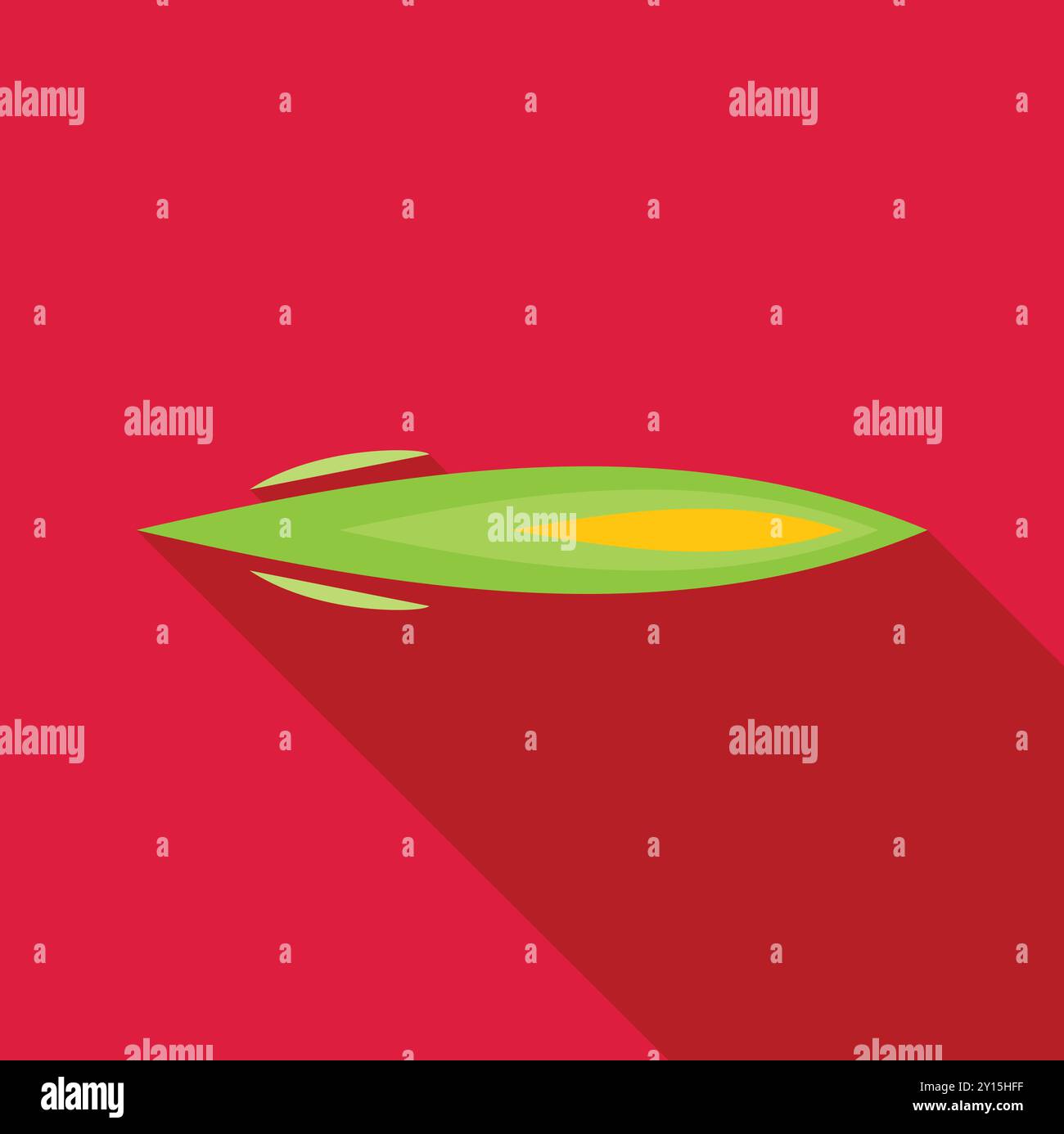 Icône de planche de surf verte dans un style plat avec une longue ombre sur fond rose Illustration de Vecteur