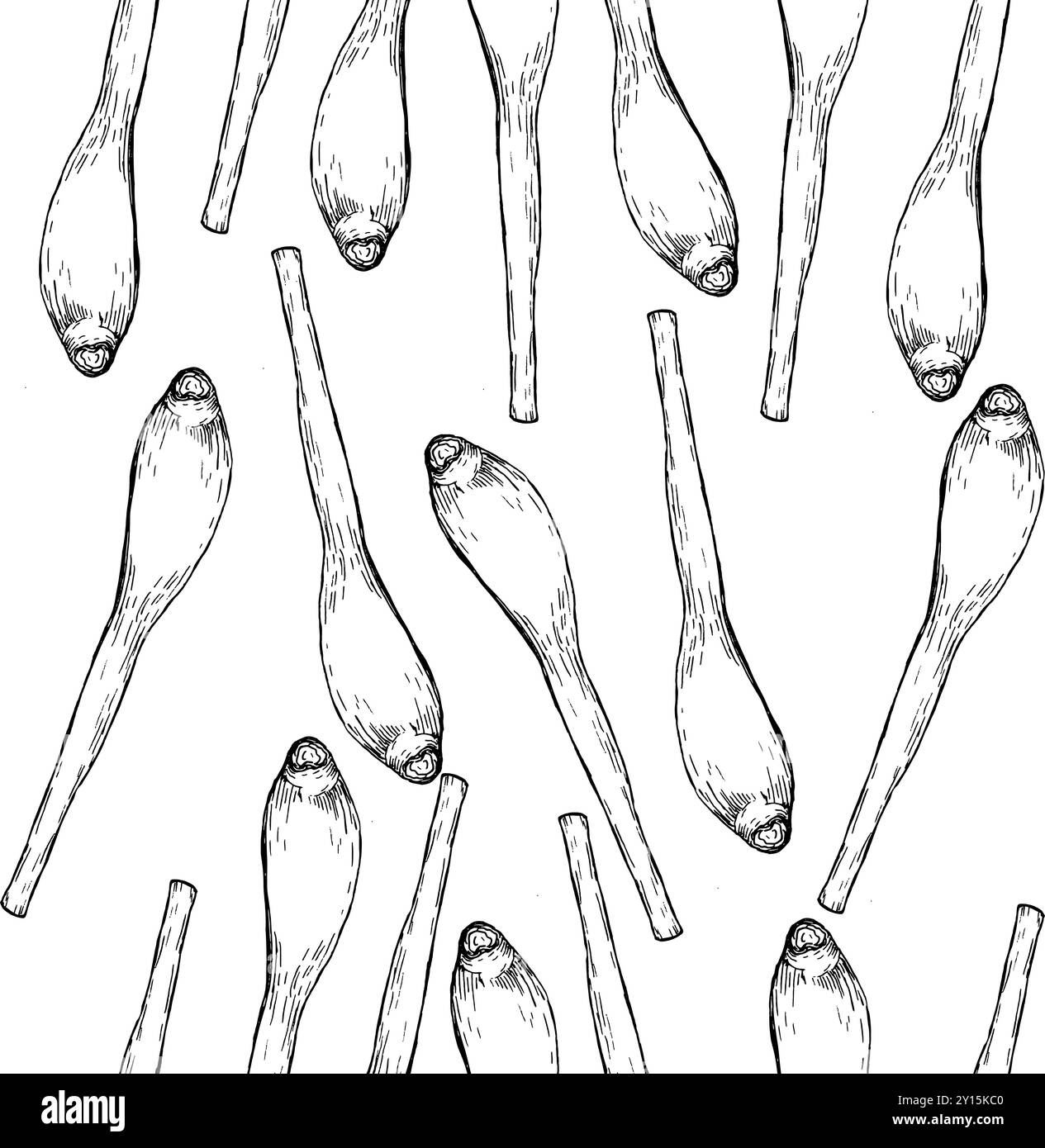 Encre graphique de nourriture, illustration de branches de citronnelle. Légumes dessinés à la main, verdure d'épices pour le plaisir, pour la soupe de cuisine asiatique, riz. Peinture pour pro Illustration de Vecteur