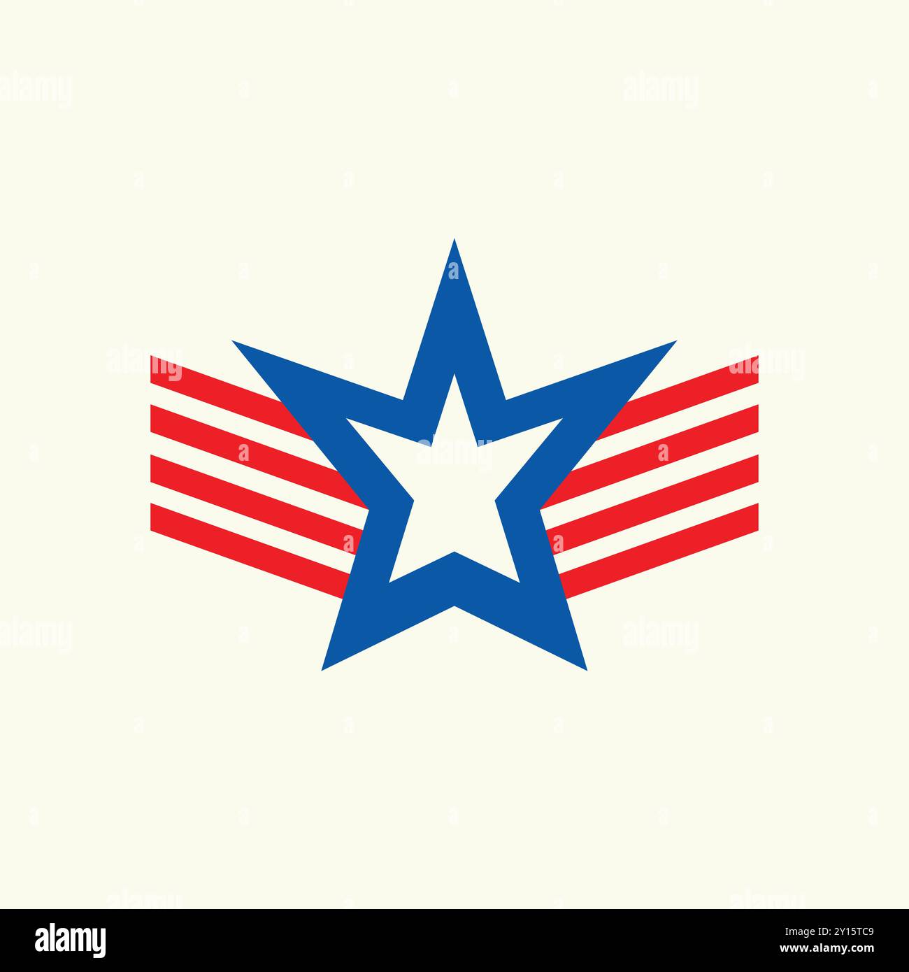 Red Line et Blue Star American Flag style Design Illustration de Vecteur