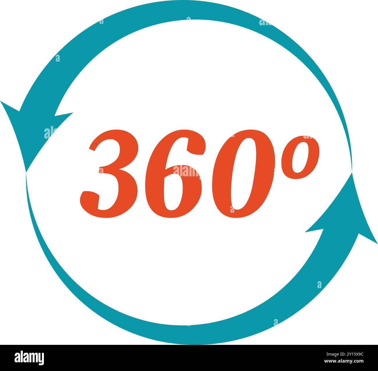 Deux flèches forment un cercle et pointent à 360 degrés symbolisant une rotation complète Illustration de Vecteur