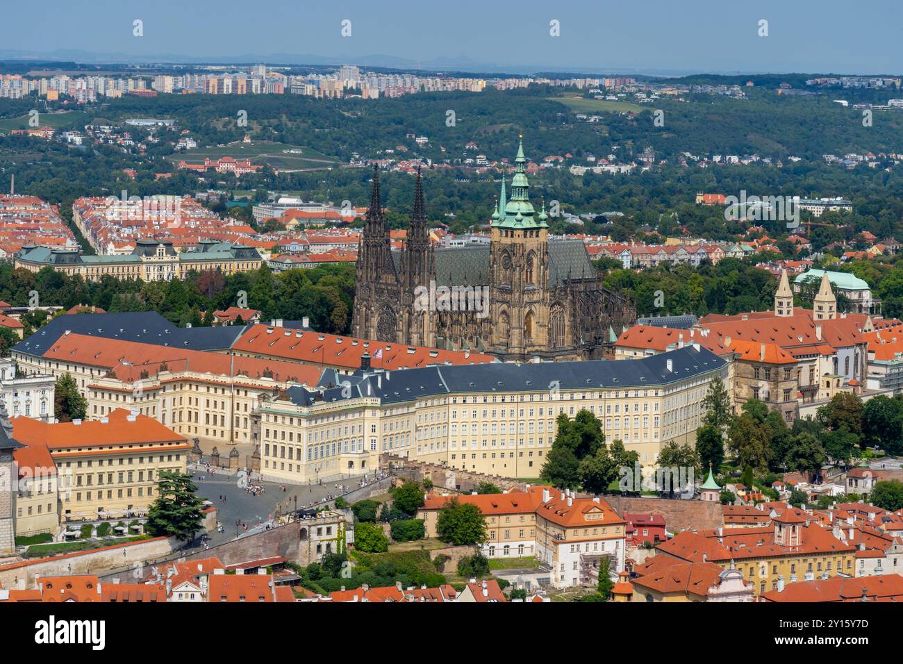Vue aérienne de la petite ville et du château de Prague à Prague, République tchèque. Banque D'Images