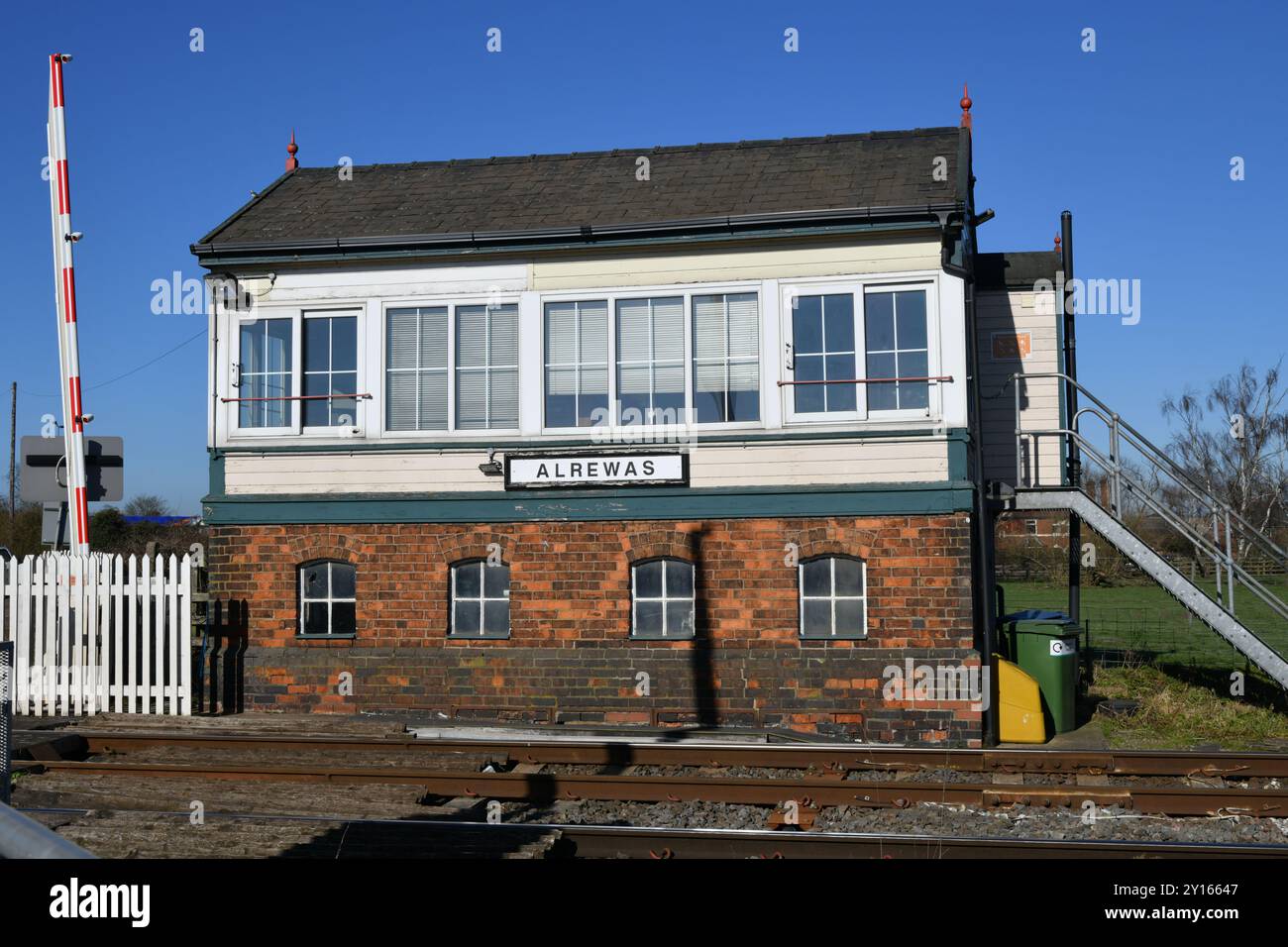 Alrewas signal Box sur la ligne du South Staffordshire Railway entre Burton et Lichfield Banque D'Images