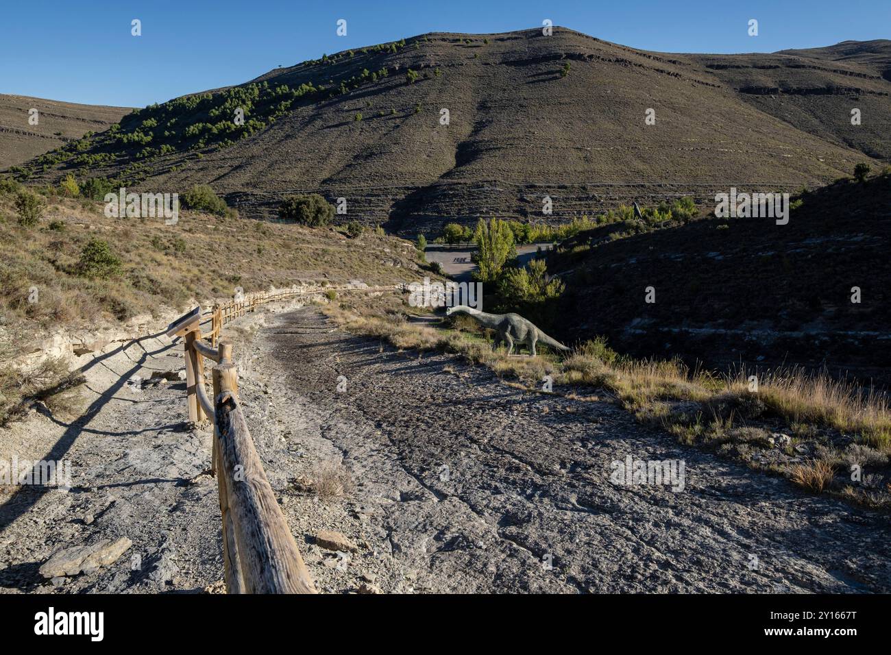 Traces de dinosaures, site de Valdecevillo, Enciso, la Rioja , Espagne, Europe. Banque D'Images