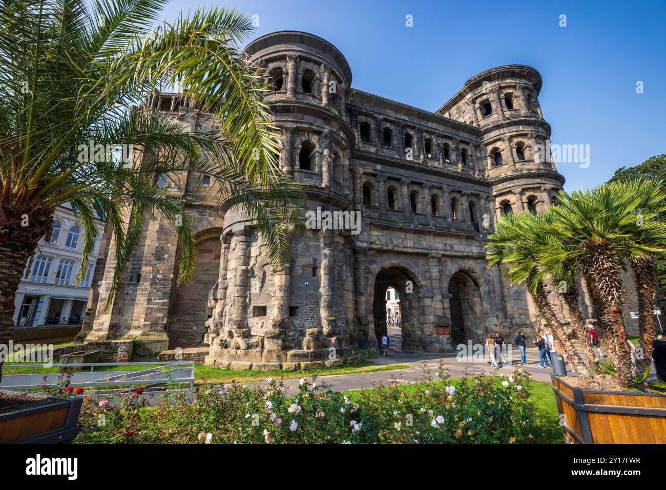 La porte d'entrée romaine Porta Nigra à Trèves, Allemagne Banque D'Images