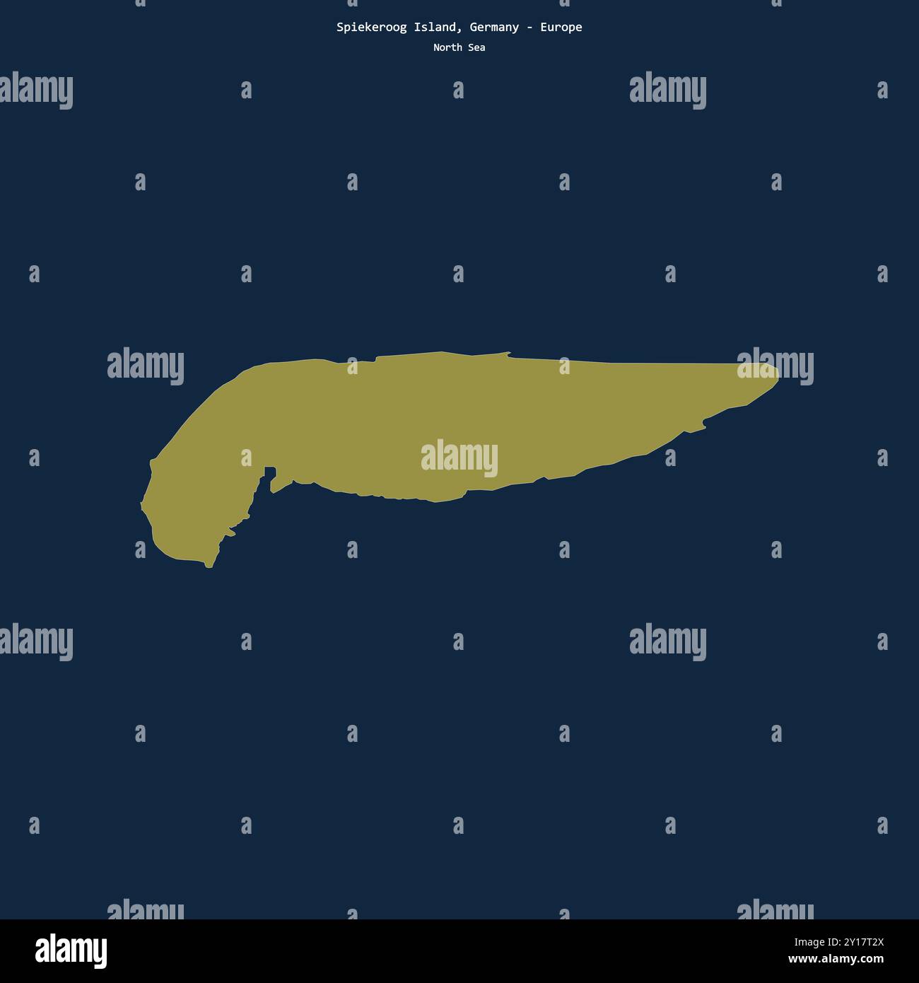 Forme de l'île Spiekeroog dans la mer du Nord, appartenant à l'Allemagne Banque D'Images