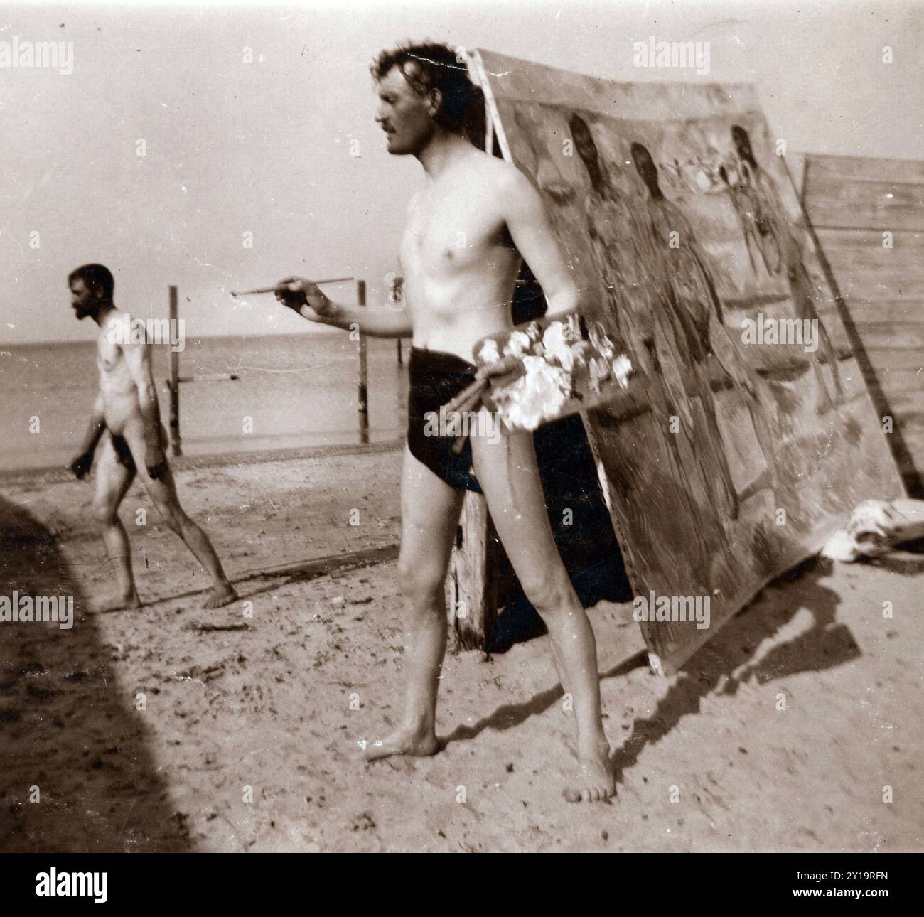 Edvard Munch à la plage de Warnemünde, 1907, par Edvard Munch Banque D'Images