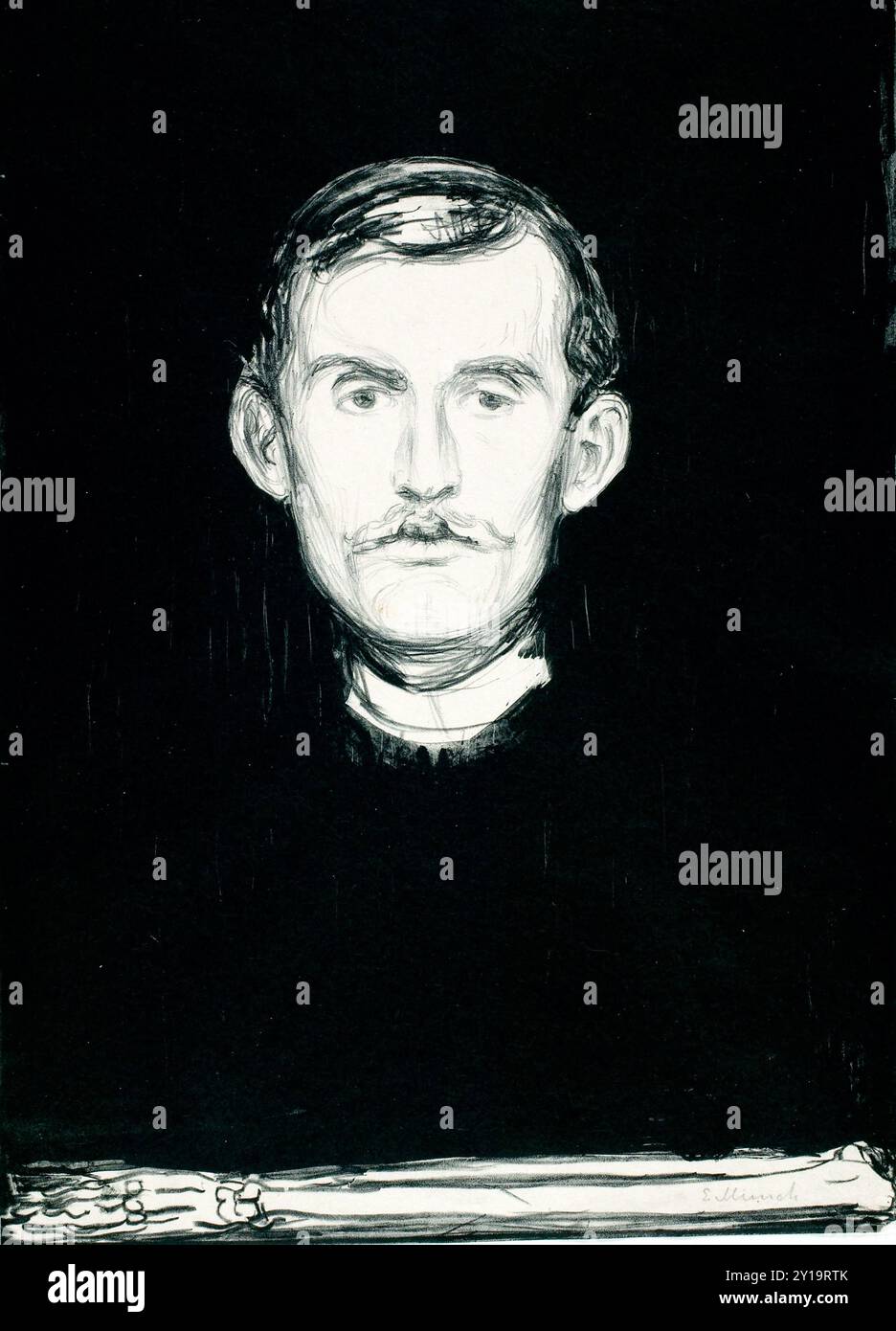 Autoportrait avec bras squelette, 1895, par Edvard Munch Banque D'Images