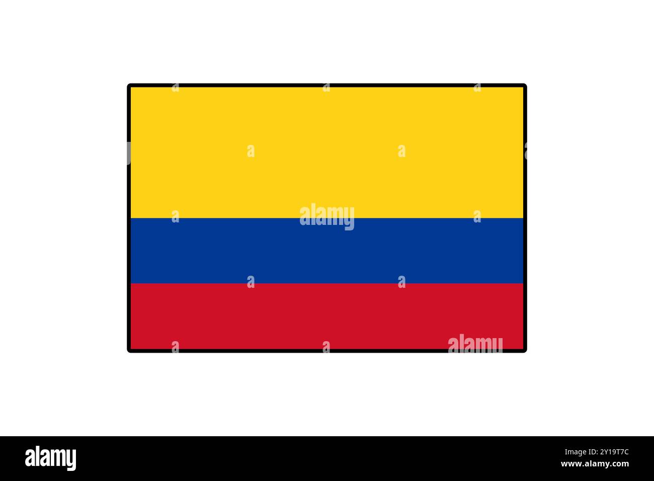 Le drapeau de la Colombie présente trois bandes horizontales en jaune, bleu et rouge. La bande jaune est en haut, représentant la richesse, avec bleu et rouge en dessous symbolisant la paix et l'effusion de sang. Illustration de Vecteur