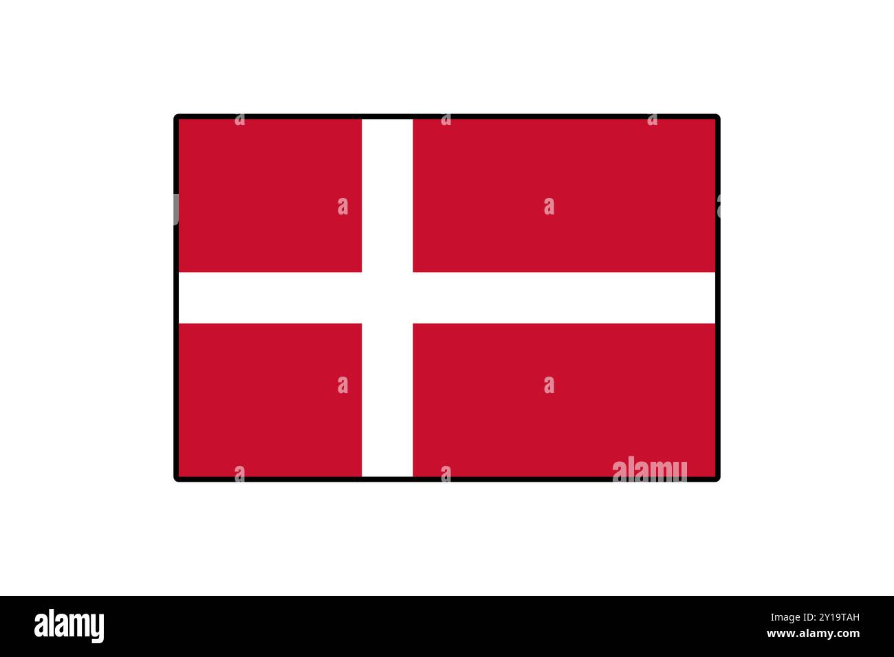 Le drapeau national du Danemark présente un champ rouge avec une croix scandinave blanche qui s'étend jusqu'aux bords. Il symbolise le patrimoine danois et est largement reconnu dans le monde entier. Illustration de Vecteur