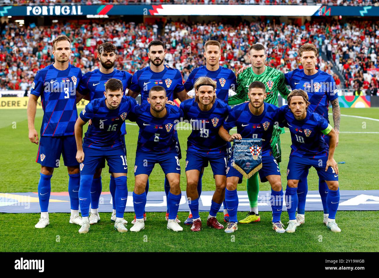 Lisbonne, Portugal. 05th Sep, 2024. Les joueurs de Croatie posent pour une photo avant le match du Groupe A1 de l'UEFA Nations League entre le Portugal et la Croatie à l'Estadio do SL Benfica à Lisbonne, Portugal, le 5 septembre 2024. Photo : Joao Rico/PIXSELL crédit : Pixsell/Alamy Live News Banque D'Images