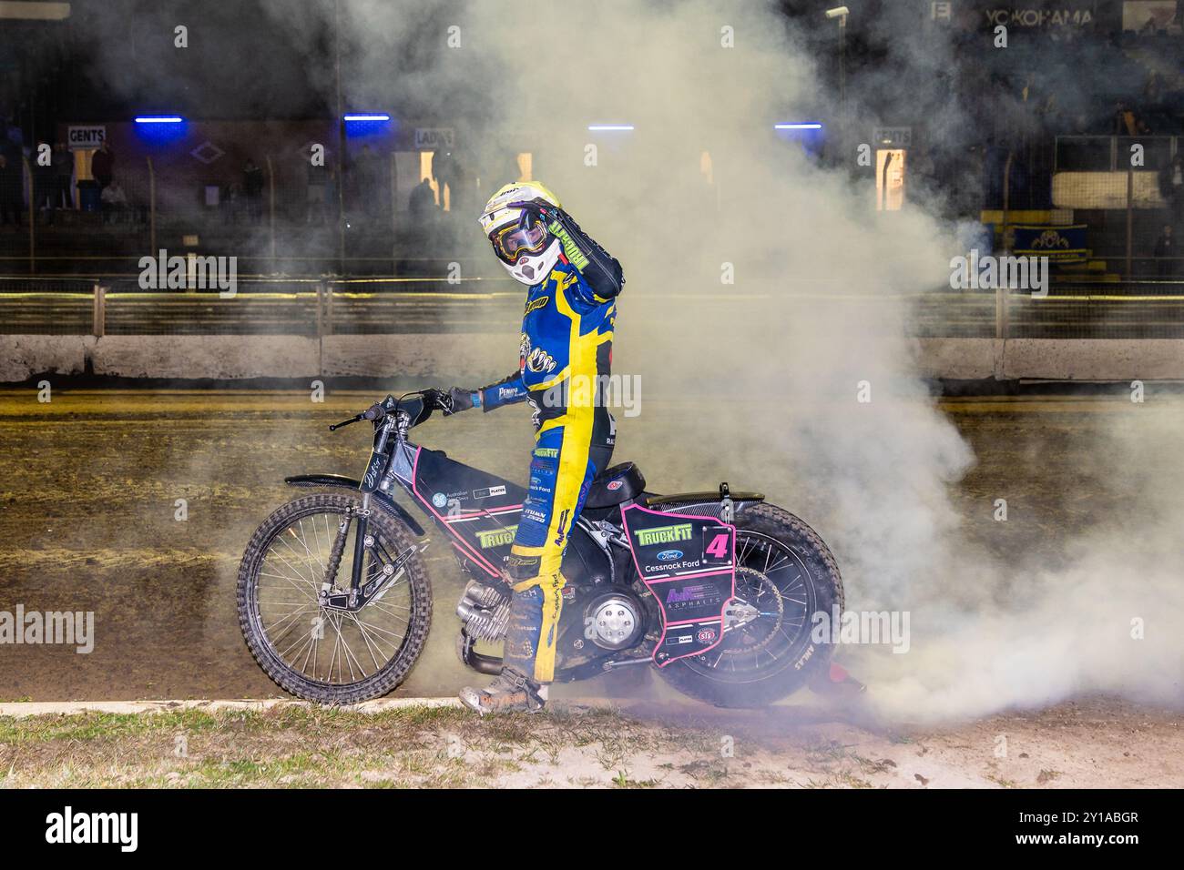 Josh Pickering - circuit Sheffield Tigers speedway - vainqueurs de la première Coupe Knockout 2024. Banque D'Images