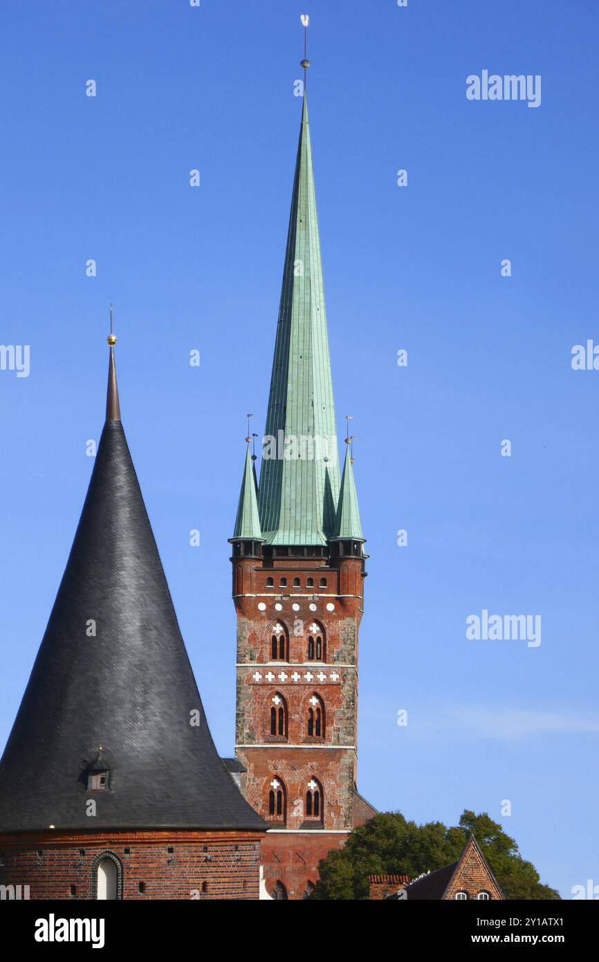 Le clocher de l'église Saint-Pierre de Luebeck Banque D'Images