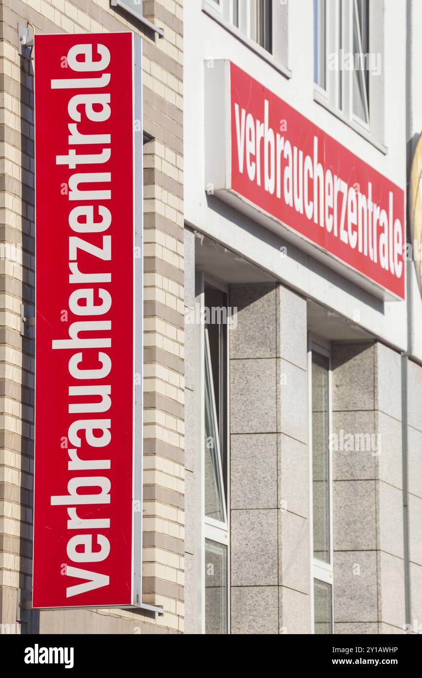 Panneau de centre de conseil aux consommateurs, Hambourg, Allemagne, Europe Banque D'Images