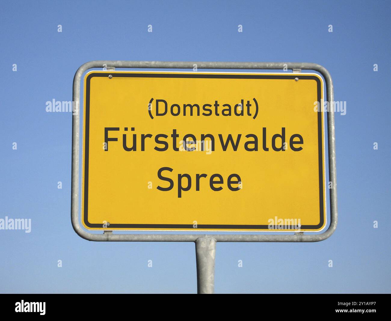 Signe de nom de lieu Fuerstenwalde Spree Banque D'Images