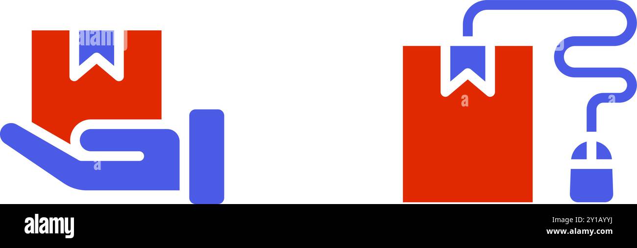 commande colorée de glyphe d'icône et concept d'expédition, livraison de boîte de tenue de main et commerce électronique en ligne. Fichier modifiable Illustration de Vecteur