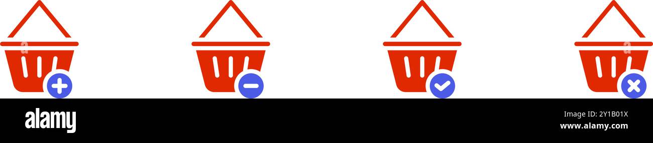icône ui bouton panier ou panier avec des symboles plus, moins, vérifier et annuler. Fichier modifiable Illustration de Vecteur