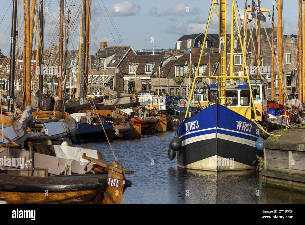 Bateaux en bois, vieux port sur l'Eemmeer, centre historique de Spakenburg, Bunschoten-Spakenburg, Utrecht, pays-Bas Banque D'Images