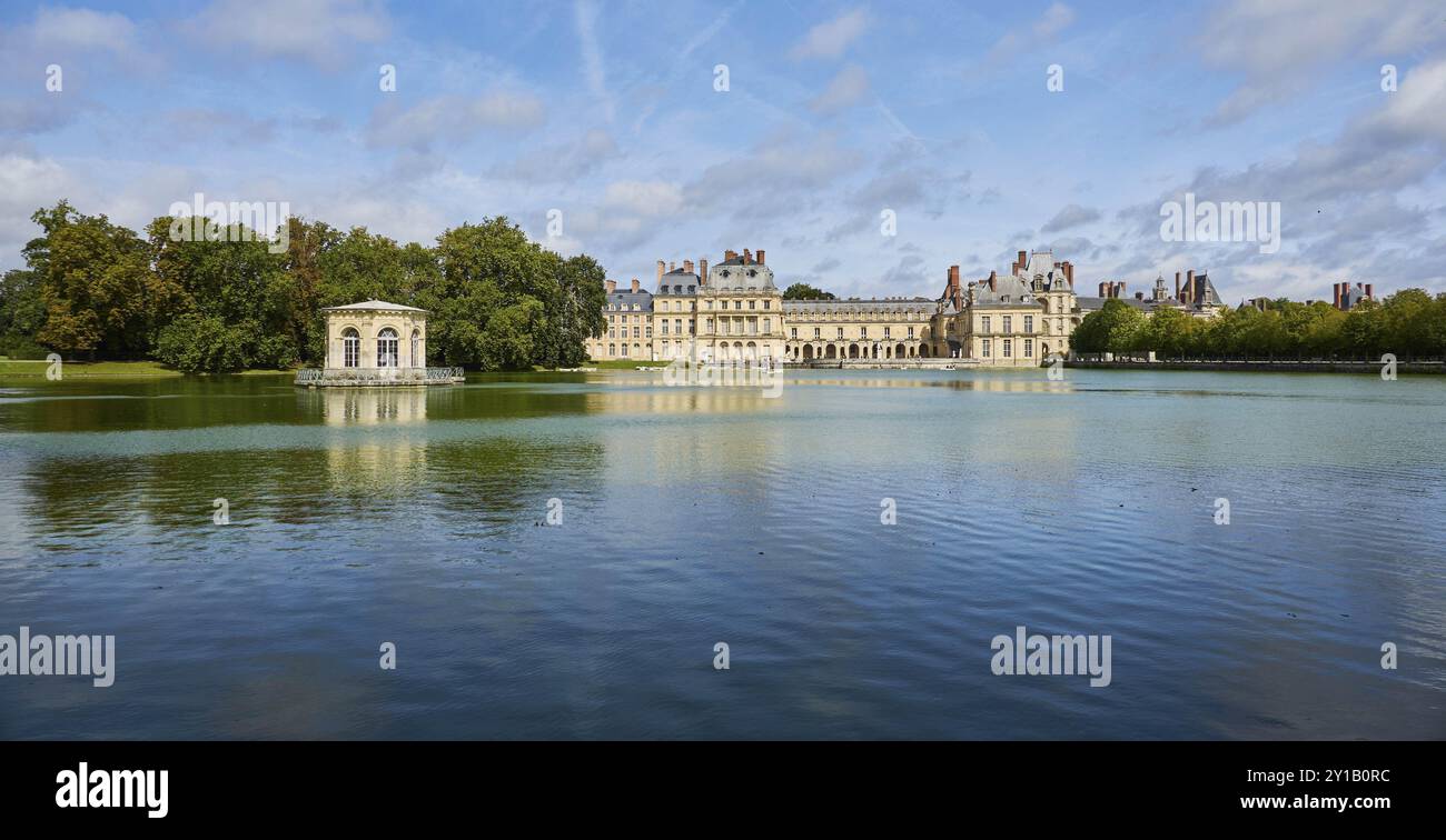 Château de Fontainebleau, Fontainebleau, Château, Pavillon et Parc de Fontainebleau, Château royal de Fontainebleau près de Paris, vu du Grand parte Banque D'Images