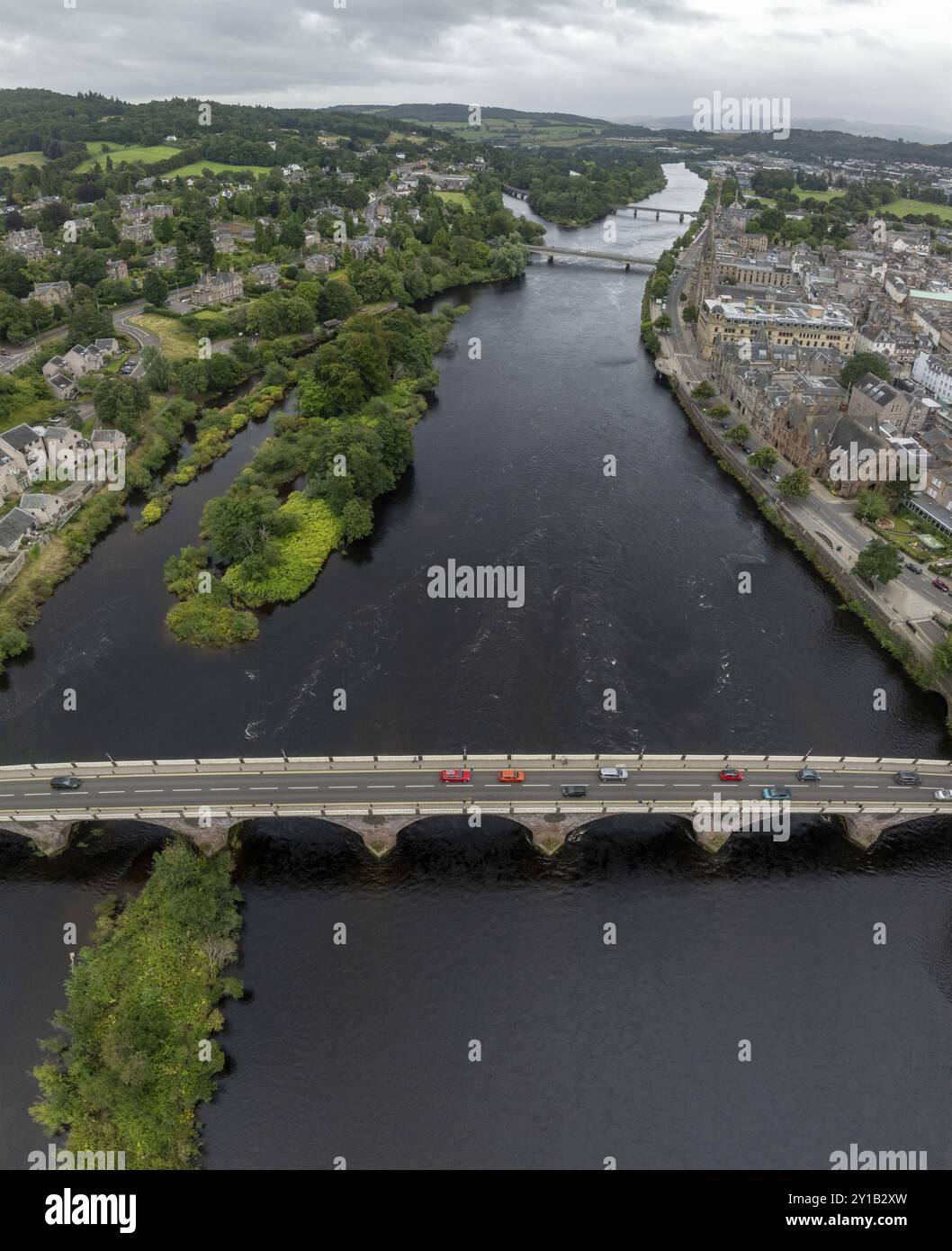 Pont de Smeaton, pont en arc de pierre, tir par drone, Perth, Écosse, grande-Bretagne Banque D'Images