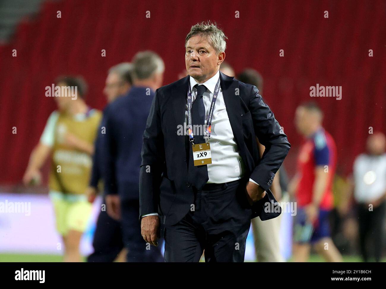 Serbie, Serbie. 5 septembre 2024. L'entraîneur-chef de Serbie Dragan Stojkovic est vu lors du match de football UEFA Nations League 2024/25 League A Group A4 entre la Serbie et l'Espagne à Belgrade, Serbie, le 5 septembre 2024. Crédit : Predrag Milosavljevic/Xinhua/Alamy Live News Banque D'Images
