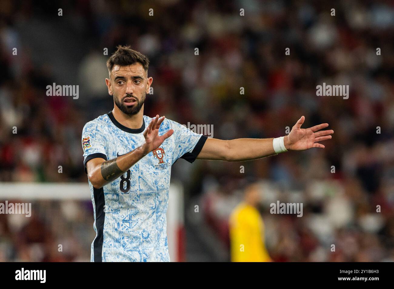 Lisbonne, Portugal. 05th Sep, 2024. Bruno Fernandes, du Portugal, réagit lors du match de l'UEFA Nations League entre le Portugal et la Croatie au stade Estadio da Luz. (Score final : Portugal 2 - 1 Croatie) (photo par Hugo Amaral/SOPA images/SIPA USA) crédit : SIPA USA/Alamy Live News Banque D'Images