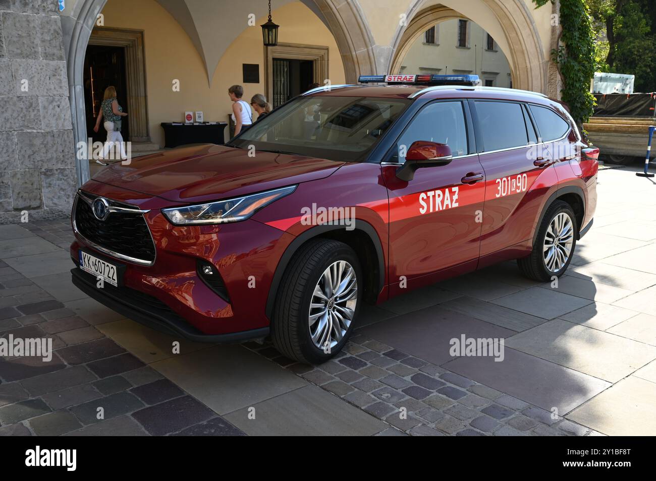 Voiture de garde de voiture de contrôle de feu polonaise. Banque D'Images
