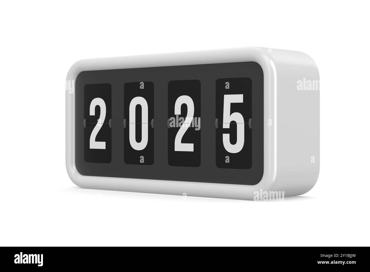 Retournez le tableau de bord noir 2025 sur fond blanc. Illustration 3D isolée Banque D'Images