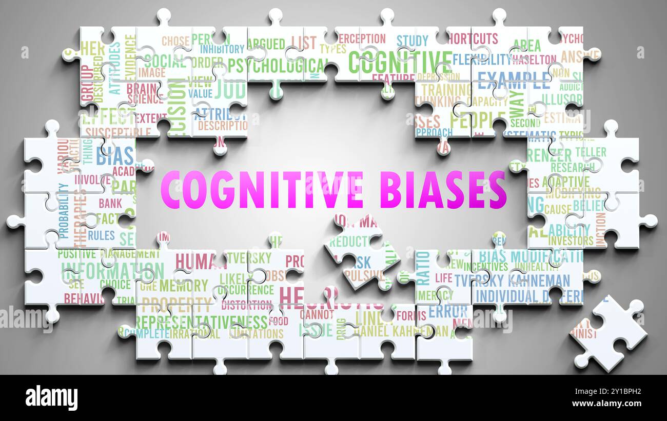Les biais cognitifs étant un sujet complexe, lié à d'autres sujets importants. Banque D'Images