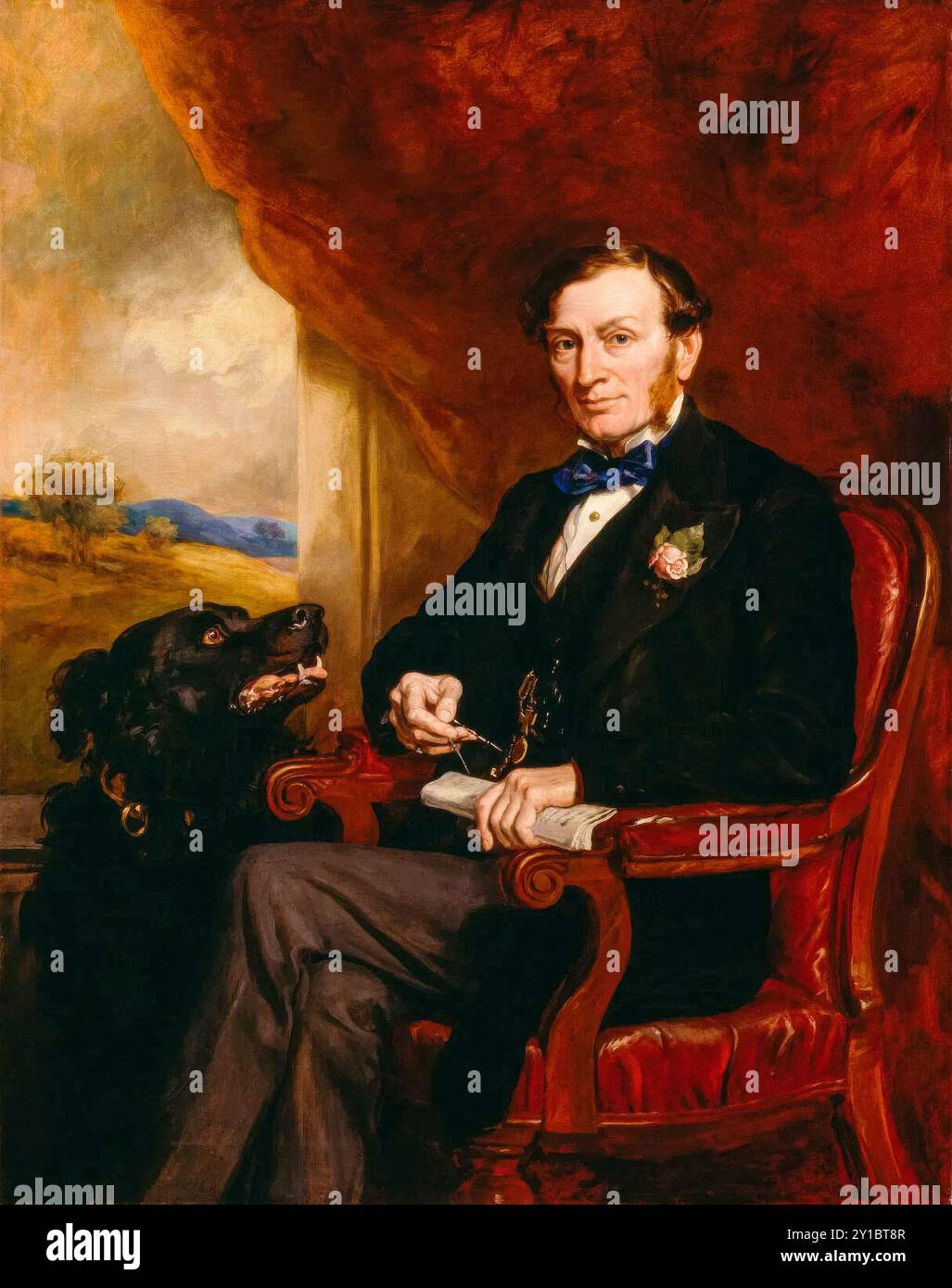 Sir Daniel Gooch, 1er baronnet, (1816-1889), ingénieur anglais de locomotive ferroviaire et de câble transatlantique, portrait peint à l'huile sur toile par Sir Francis Grant, 1872 Banque D'Images