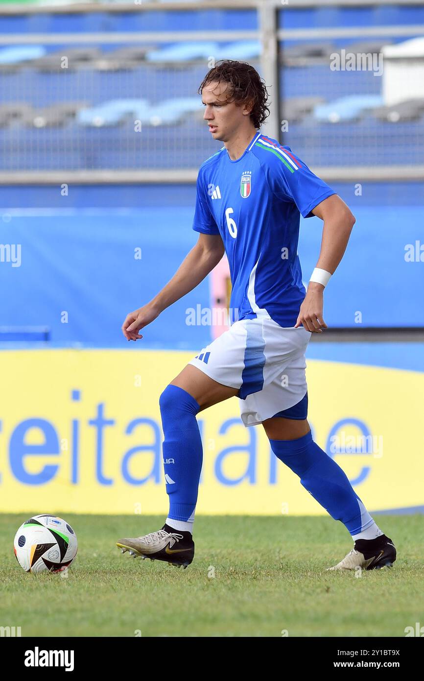 Latina, Latium. 05th Sep, 2024. Daniele Ghilardi d'Italie lors du Championnat d'Europe de qualification des moins de 21 ans match Italie contre Saint-Marin au stade Domenico Francioni, Latina (Italie), 05 septembre 2024 AllShotLive Credit : Sipa USA/Alamy Live News Banque D'Images