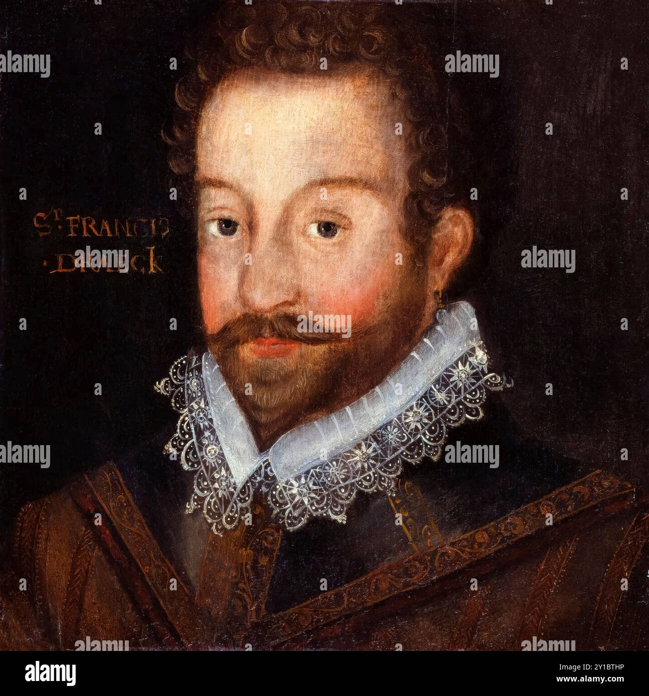 Sir Francis Drake (c.1540-1596), portrait peint à l'huile sur panneau vers 1583 Banque D'Images