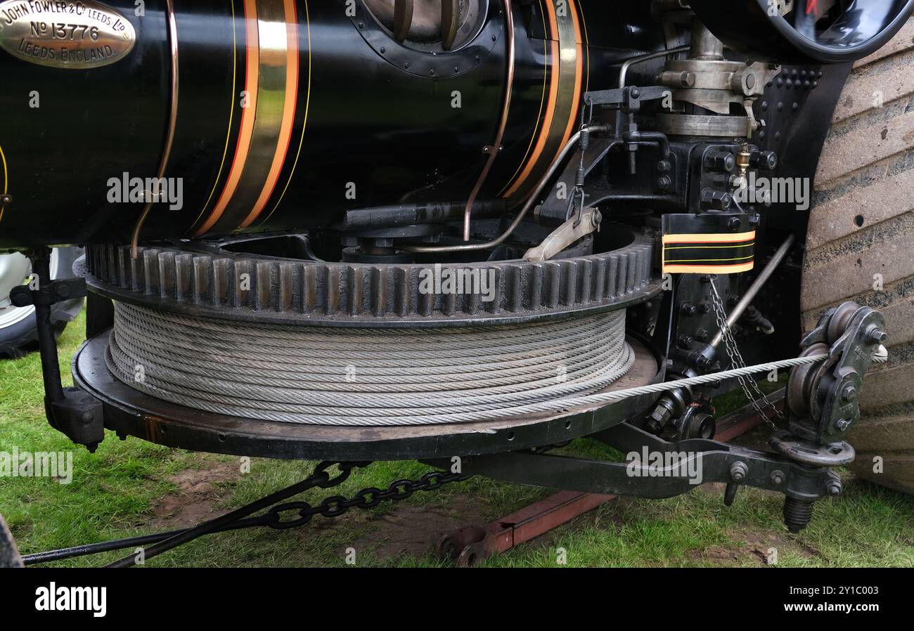 Détail du moteur de traction vintage propulsé par vapeur. Banque D'Images