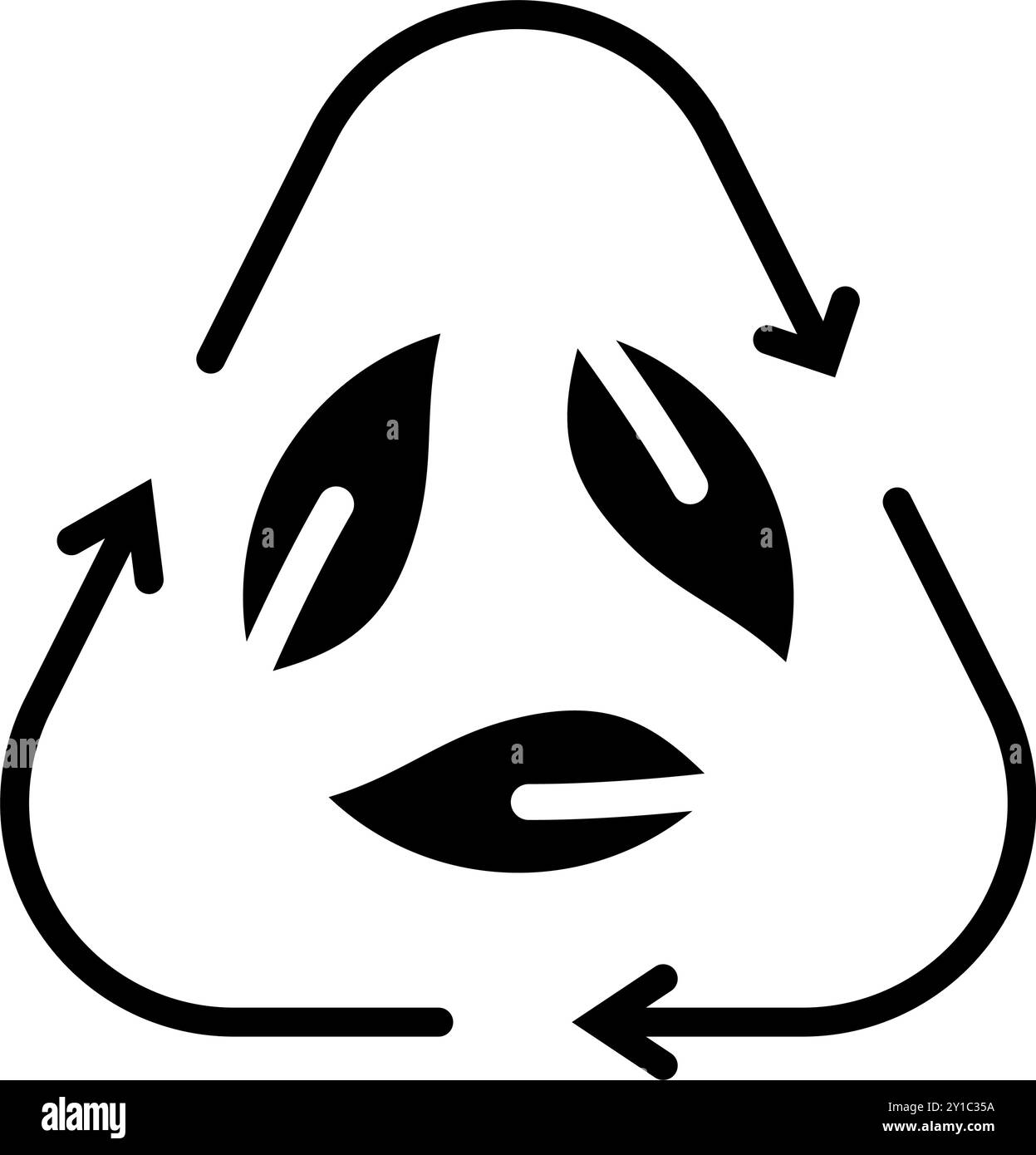 Icône triangle de recyclage de feuille de glyphe solide, la nature devient verte et sauve la terre. Fichier modifiable Illustration de Vecteur