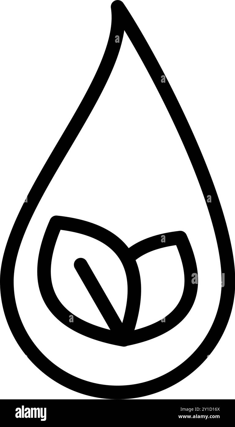 Icône ligne gouttelette eau et écologie des feuilles, la nature devient verte et sauve la terre. Fichier modifiable Illustration de Vecteur