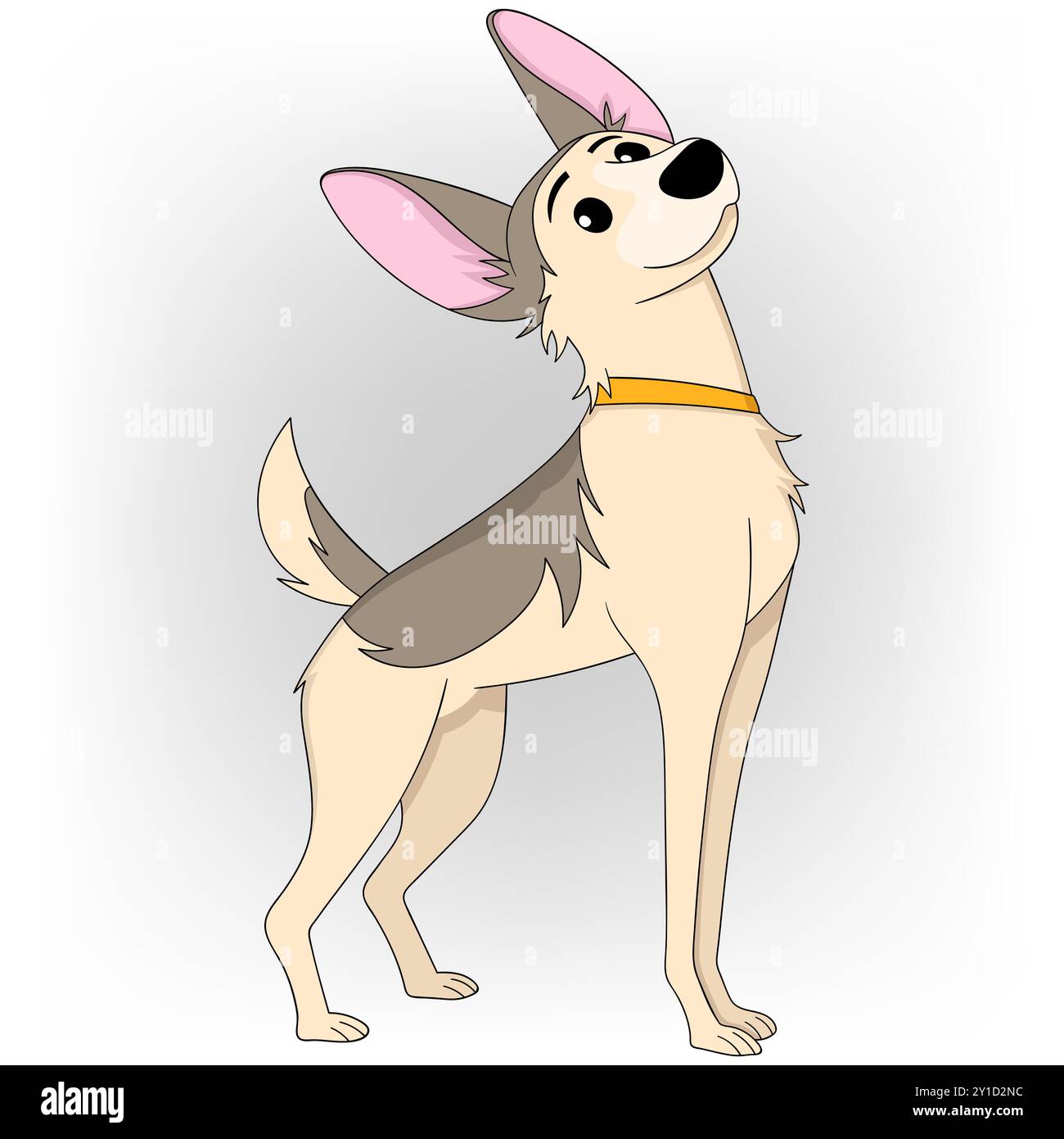 dessin animé doodle illustration d'un animal, un chien de garde de maison avec un corps mince qui se déplace rapidement Illustration de Vecteur