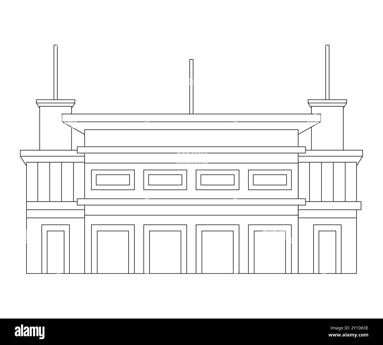 Hôtel Yamato Surabaya Indonésie East Java emplacement ancien bâtiment touristique destination place set design Illustration de Vecteur