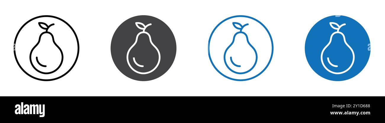 Avocat icône logo signe dans l'ensemble de contour de ligne mince et collection de groupe Illustration de Vecteur