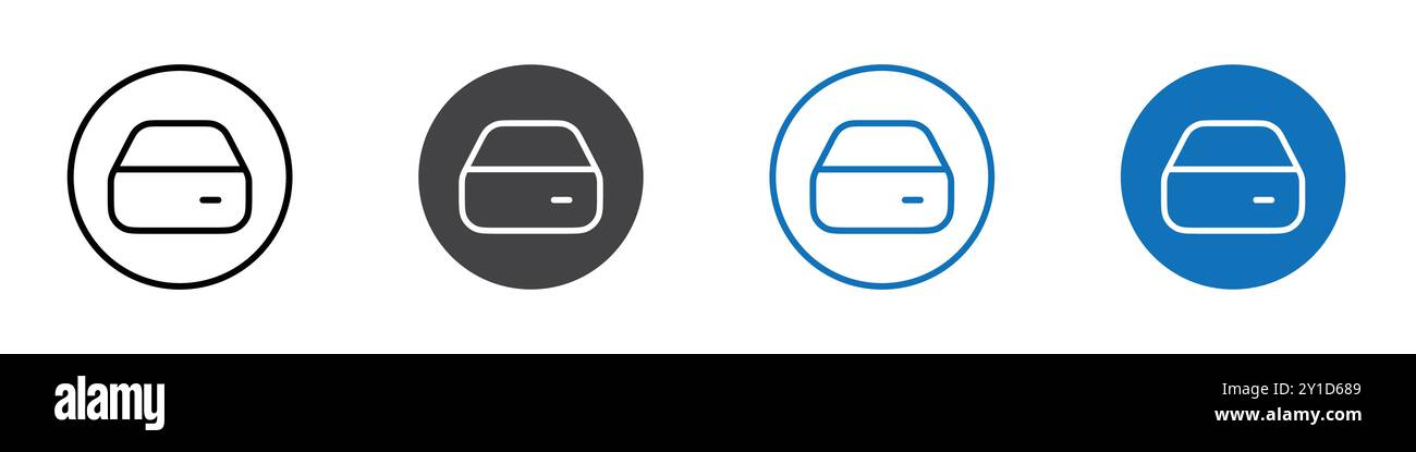 Icône de disque dur logo signe dans le contour de ligne mince ensemble et collection de groupe Illustration de Vecteur