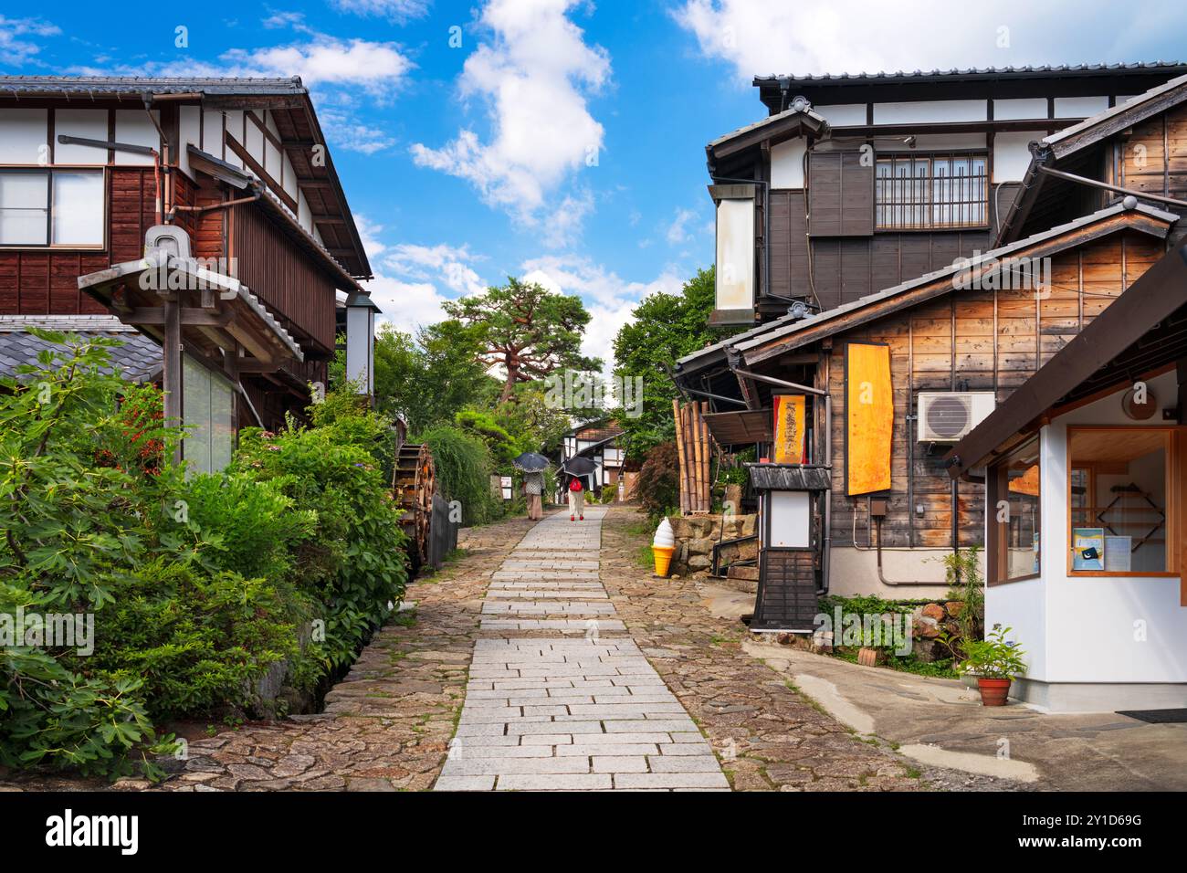 Magome, Japon le long du sentier historique Nakasendo dans l'après-midi. Banque D'Images