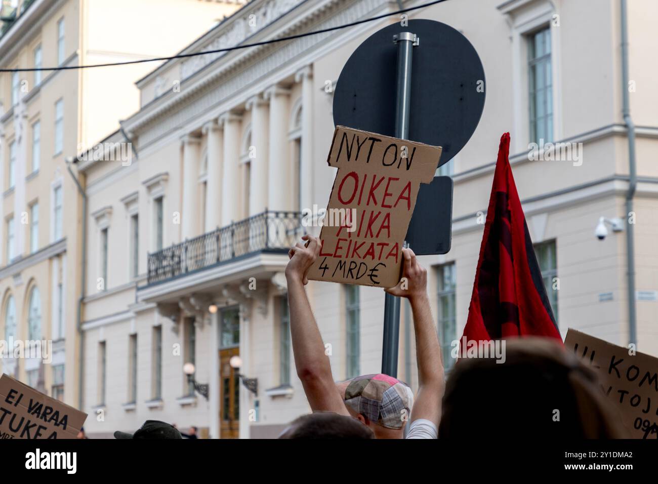 La manifestation de Boiling point (Kiehumispiste) organisée par extinction Rebellion Finland (Elokapina) à Helsinki, Finlande, le 3 septembre 2024. Banque D'Images