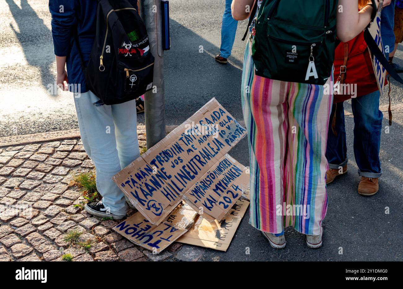 La manifestation de Boiling point (Kiehumispiste) organisée par extinction Rebellion Finland (Elokapina) à Helsinki, Finlande, le 3 septembre 2024. Banque D'Images