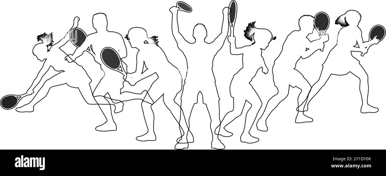 Silhouette tennis Players concept silhouettes Illustration de Vecteur
