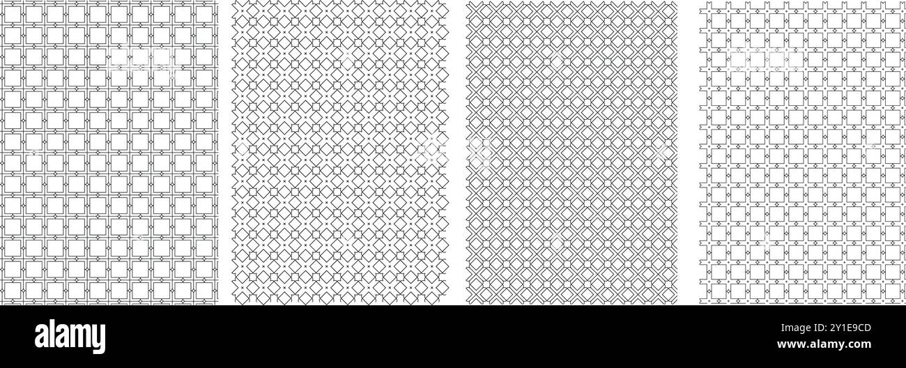 Fond de motif vectoriel abstrait géométrique sans couture, impressions uniques sans fin grises et blanches, ensemble de motifs textiles modernes pour les tissus. Illustration de Vecteur